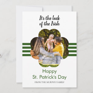 Minimalist lucky shamrock st. Patrick's Day Photo Holiday Card