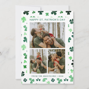 Minimalist lucky shamrock st. Patrick's Day Photo Holiday Card