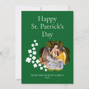 Minimalist lucky shamrock st. Patrick's Day Photo Holiday Card