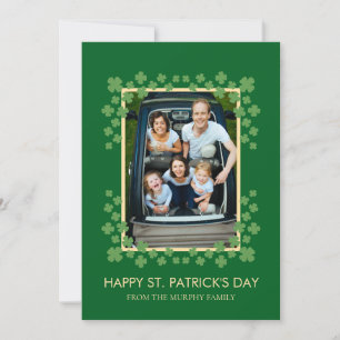 Minimalist lucky shamrock st. Patrick's Day Photo Holiday Card