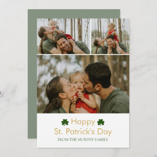 Minimalist lucky shamrock st. Patrick's Day Photo Holiday Card