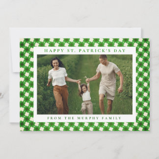 Minimalist lucky shamrock st. Patrick's Day Photo Holiday Card