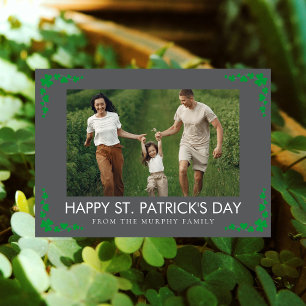 Minimalist lucky shamrock st. Patrick's Day Photo Holiday Card
