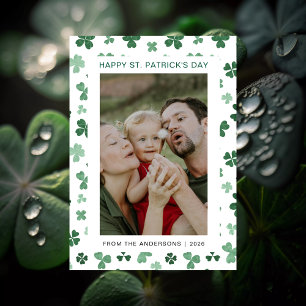 Minimalist lucky shamrock st. Patrick's Day Photo Holiday Card