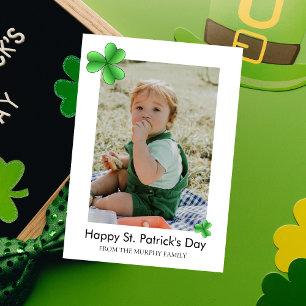 Minimalist lucky shamrock st. Patrick's Day Photo Holiday Card