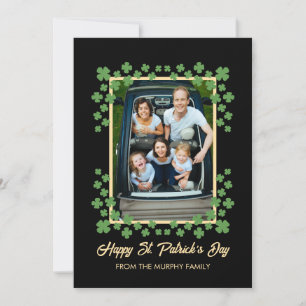 Minimalist lucky shamrock st. Patrick's Day Photo Holiday Card