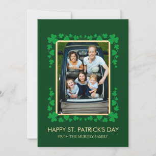 Minimalist lucky shamrock st. Patrick's Day Photo Holiday Card