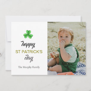 Minimalist lucky shamrock st. Patrick's Day Photo Holiday Card