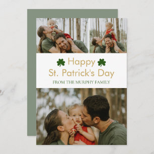 Minimalist lucky shamrock st. Patrick's Day Photo Holiday Card