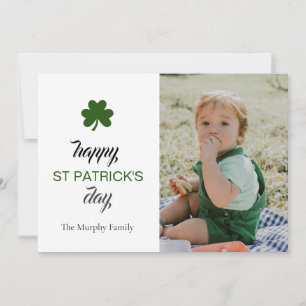 Minimalist lucky shamrock st. Patrick's Day Photo Holiday Card