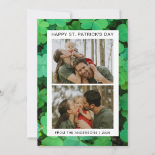 Minimalist lucky shamrock st. Patrick's Day Photo Holiday Card