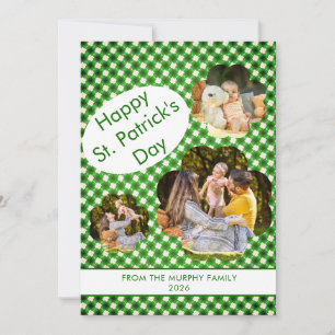 Minimalist lucky shamrock st. Patrick's Day Photo Holiday Card