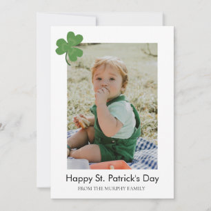 Minimalist lucky shamrock st. Patrick's Day Photo Holiday Card