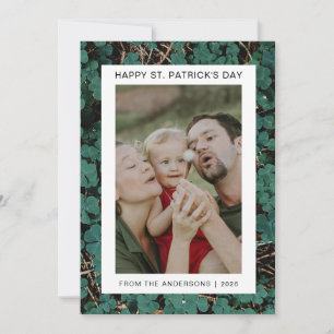 Minimalist lucky shamrock st. Patrick's Day Photo Holiday Card