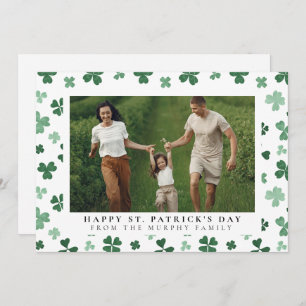 Minimalist lucky shamrock st. Patrick's Day Photo Holiday Card