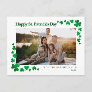 Minimalist lucky shamrock st. Patrick's Day photo Holiday Postcard