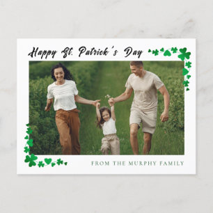 Minimalist lucky shamrock st. Patrick's Day photo Holiday Postcard