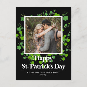 Minimalist lucky shamrock st. Patrick's Day Photo Holiday Postcard