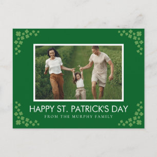 Minimalist lucky shamrock st. Patrick's Day Photo Holiday Postcard