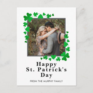 Minimalist lucky shamrock st. Patrick's Day Photo Holiday Postcard