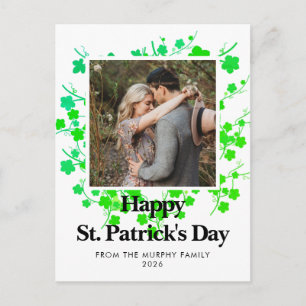 Minimalist lucky shamrock st. Patrick's Day Photo Holiday Postcard