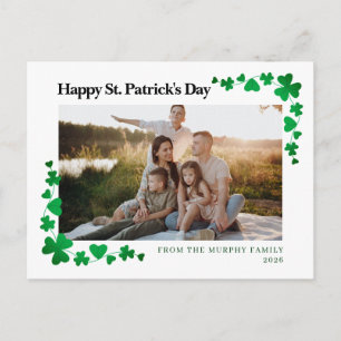 Minimalist lucky shamrock st. Patrick's Day photo Holiday Postcard