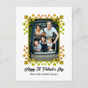 Minimalist lucky shamrock st. Patrick's Day Photo Holiday Postcard