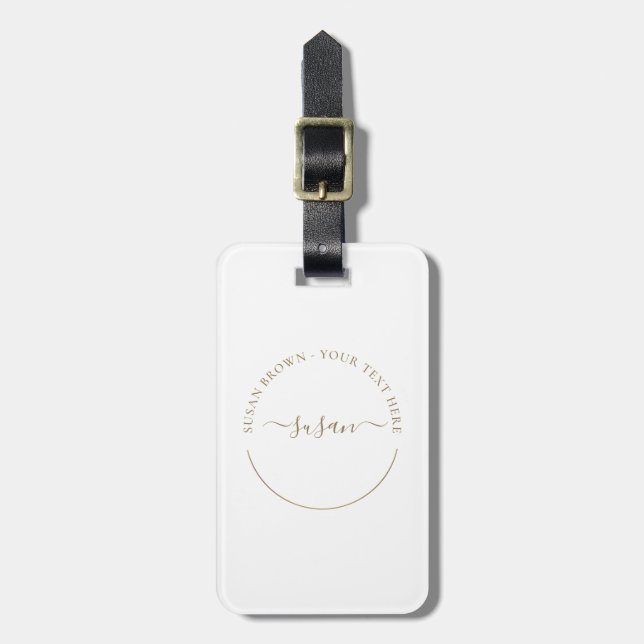 Minimalist Luggage Tag w/ leather strap (Front Vertical)