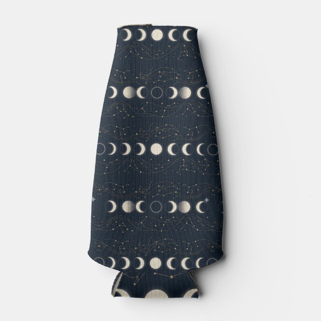 Minimalist Lunar Phases Pattern with Stars and Nig Bottle Cooler (Front)