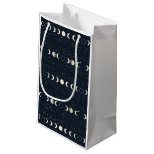 Minimalist Lunar Phases Pattern with Stars and Nig Small Gift Bag