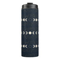 Minimalist Lunar Phases Pattern with Stars and Nig