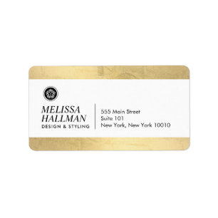 Minimalist Luxe Floral Logo Designer Faux Gold Label