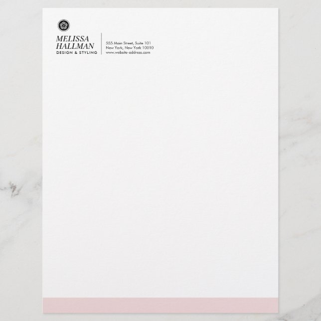 Minimalist Luxe Floral Logo Designer Pink Letterhead Design (Front)