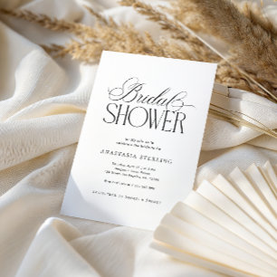 Minimalist Luxe Script Black & White Bridal Shower Invitation