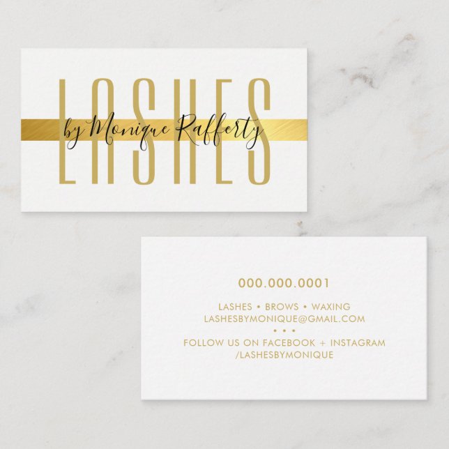 MINIMALIST LUXE stylish faux gold foil band black Business Card (Front/Back)