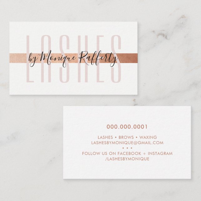 MINIMALIST LUXE stylish faux rose gold foil pink Business Card (Front/Back)