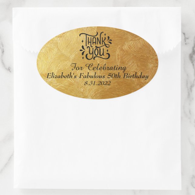 Minimalist Luxurious Birthday or Wedding Favour Oval Sticker (Bag)