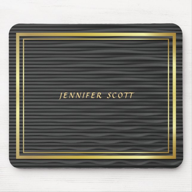 Minimalist Luxury Black Gold Mouse Mat (Front)