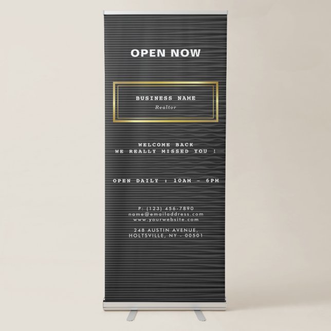 Minimalist Luxury Black Gold Retractable Banner (Front)
