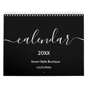 Minimalist Luxury Boutique Black and White Calendar