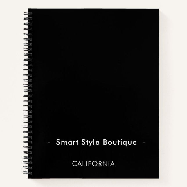 Minimalist Luxury Boutique Black and White Notebook (Front)