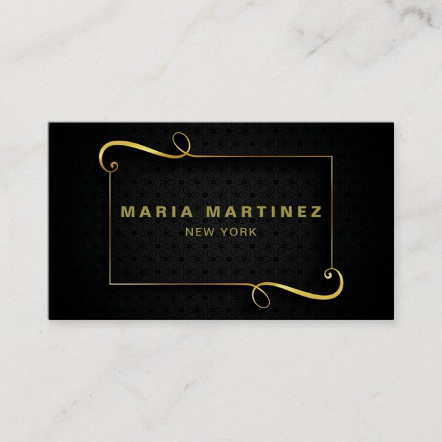 Minimalist Luxury Boutique Black Business Card (Front)