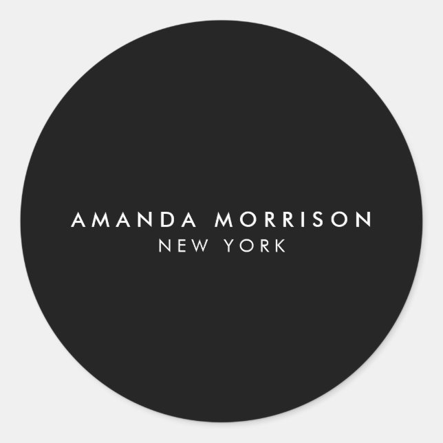 Minimalist Luxury Boutique Black Classic Round Sticker (Front)