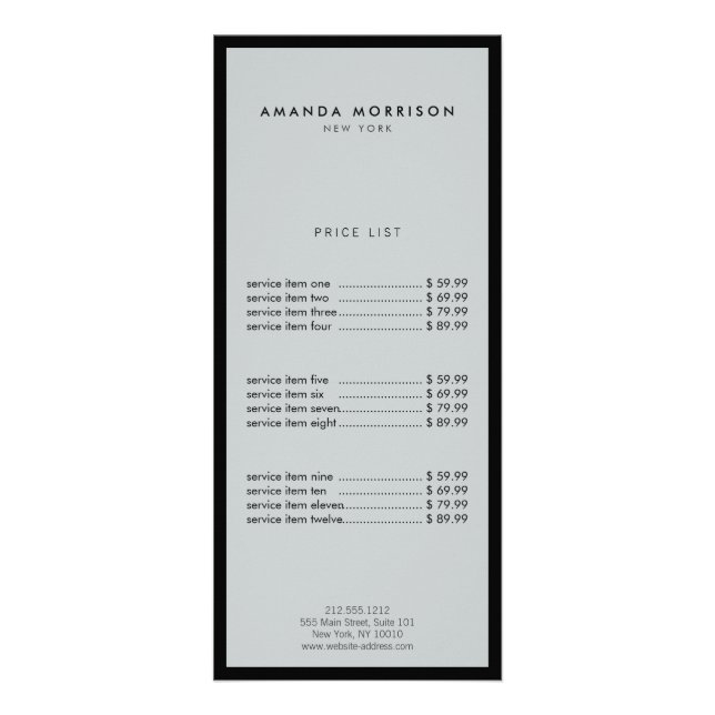 Minimalist Luxury Boutique Black/Grey Rack Card (Front)