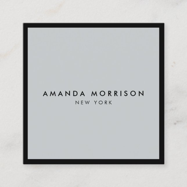 Minimalist Luxury Boutique Black/Grey Square Business Card (Front)