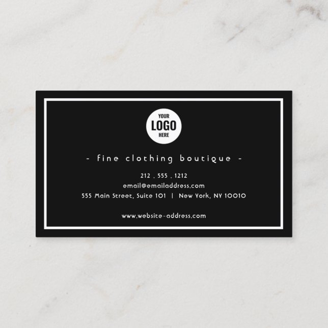 Minimalist Luxury Boutique Black/Ivory  Business C Business Card (Back)
