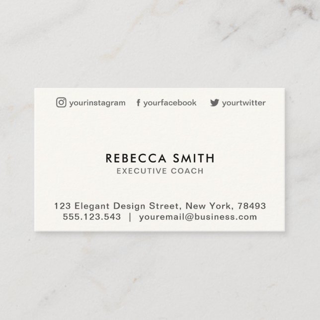 Minimalist Luxury Boutique Black/Ivory Business Card (Front)