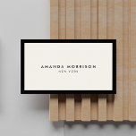 Minimalist Luxury Boutique Black/Ivory Business Card<br><div class="desc">An elegant and refined design elevates your name or business name through minimal and modern styling. The thin black border is grounded on an ivory background to give a luxury feel to this classic business card design template. © 1201AM CREATIVE</div>