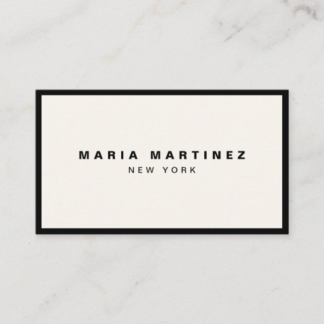 Minimalist Luxury Boutique Black/Ivory Business Card (Front)