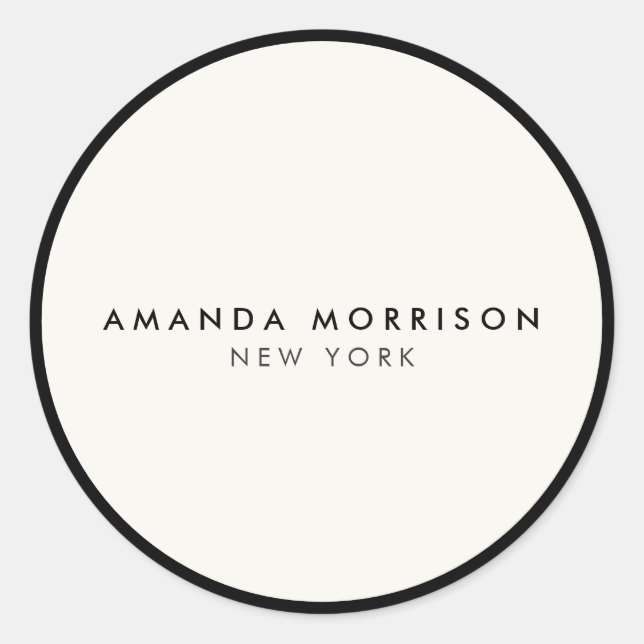 Minimalist Luxury Boutique Black/Ivory Classic Round Sticker (Front)